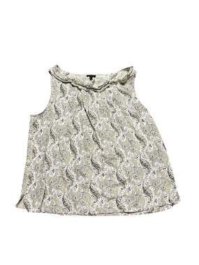 Talbots Woman Petites Paisley Ruffle Neck Sleeveless Blouse Size 1X